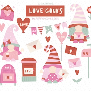 Love Gonks, Valentines, clipart stampabili digitali per matrimoni