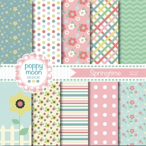 Springtime,pastels digital paper pack