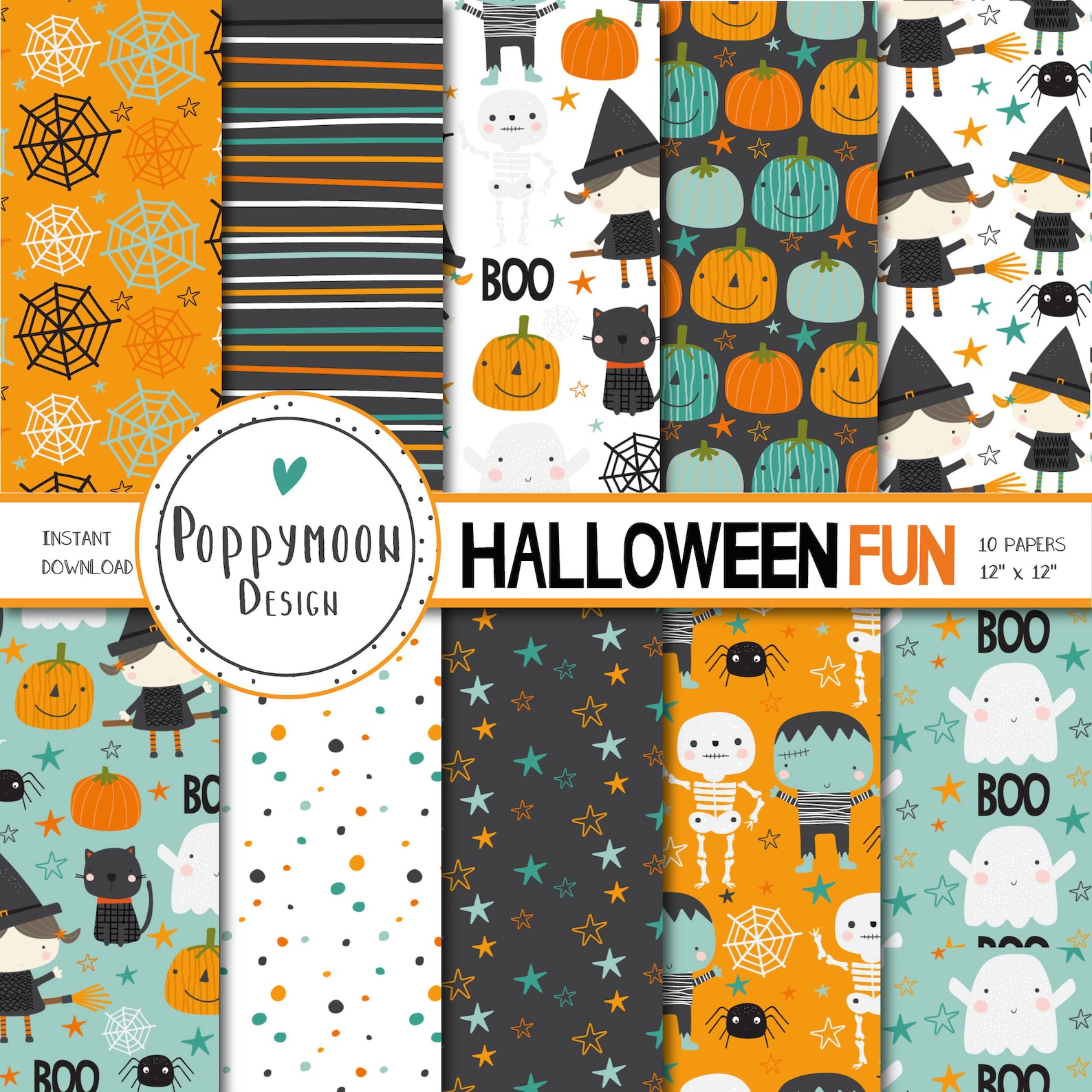Halloween Fun, Spooky, Holiday, Printable Digital Paper Pack - Etsy