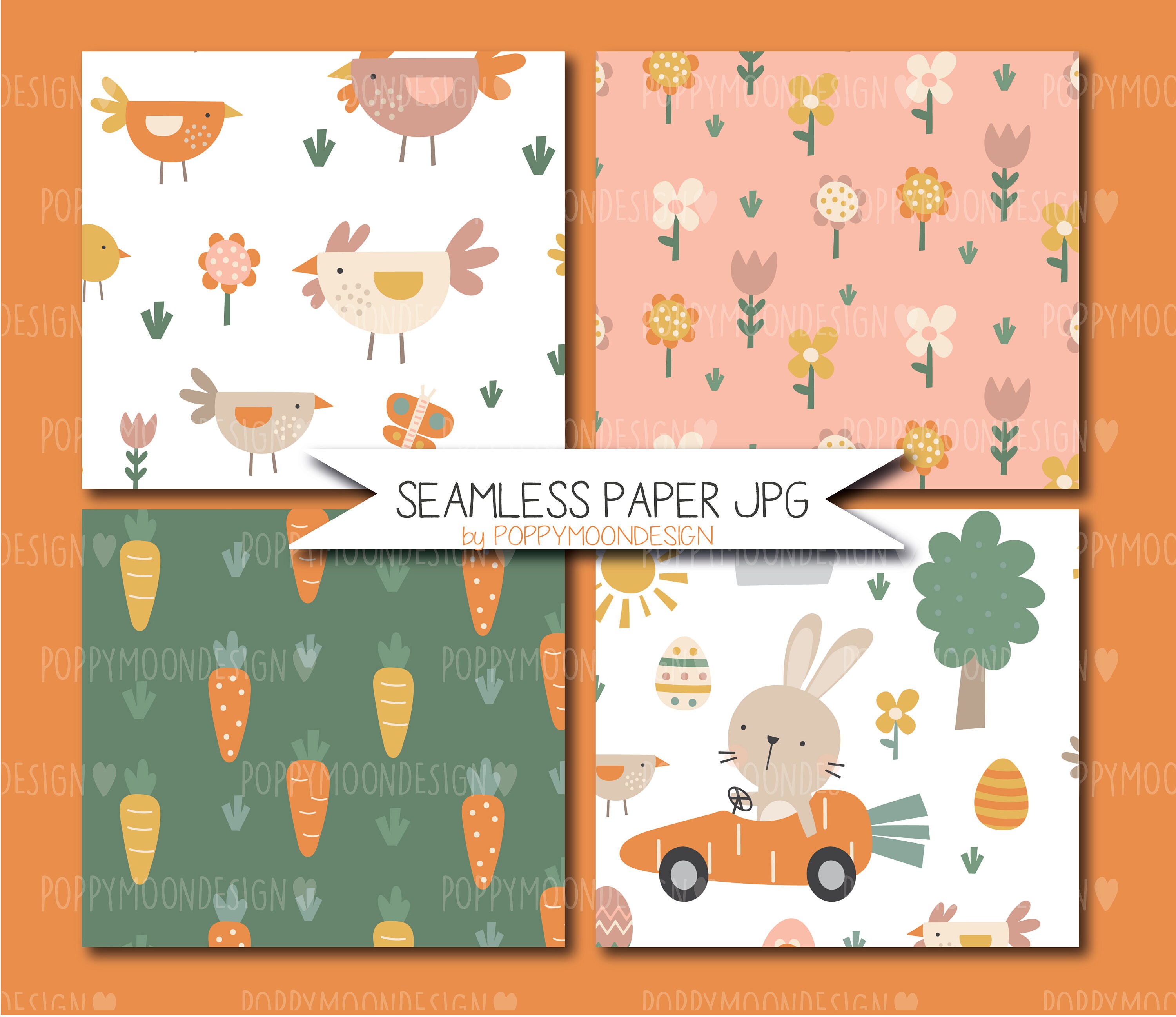 Bunny Driver, Easter Bunnies, Printable Seamless Digital Paper Pack - Etsy