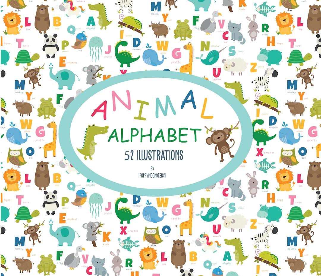Animal Alphabet, Animals , Printable Digital Clipart Set Etsy