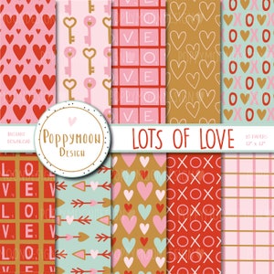 Viel Liebe, Valentinstag, Hochzeit, digitales Papierpaket