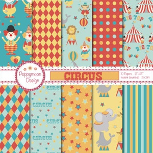 Circus,printable digital paper pack