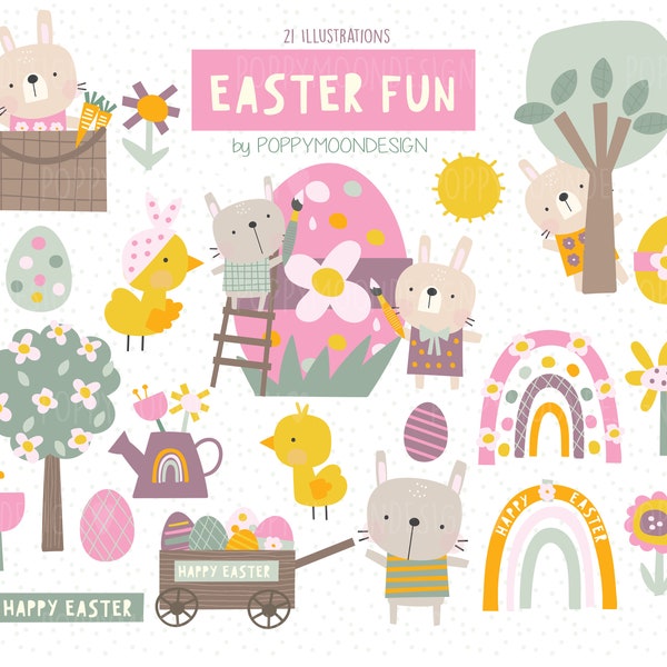 Easter Fun, spring, digital printable clipart set