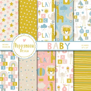Baby, new baby , digital paper pack, scrapbook paper