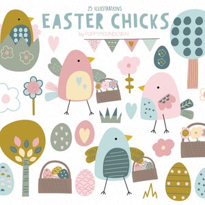 Pintinhos de Páscoa, Páscoa, primavera, clipart digital para impressão