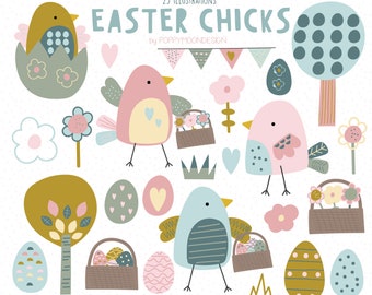 Easter Chicks, Easter, spring, digital printable clipart