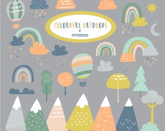 Colourful Outdoors, digital clip art set
