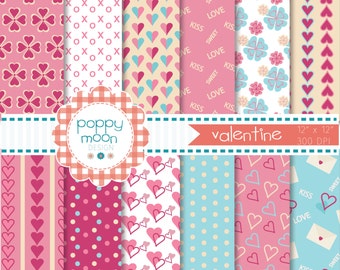 valentine digital paper pack