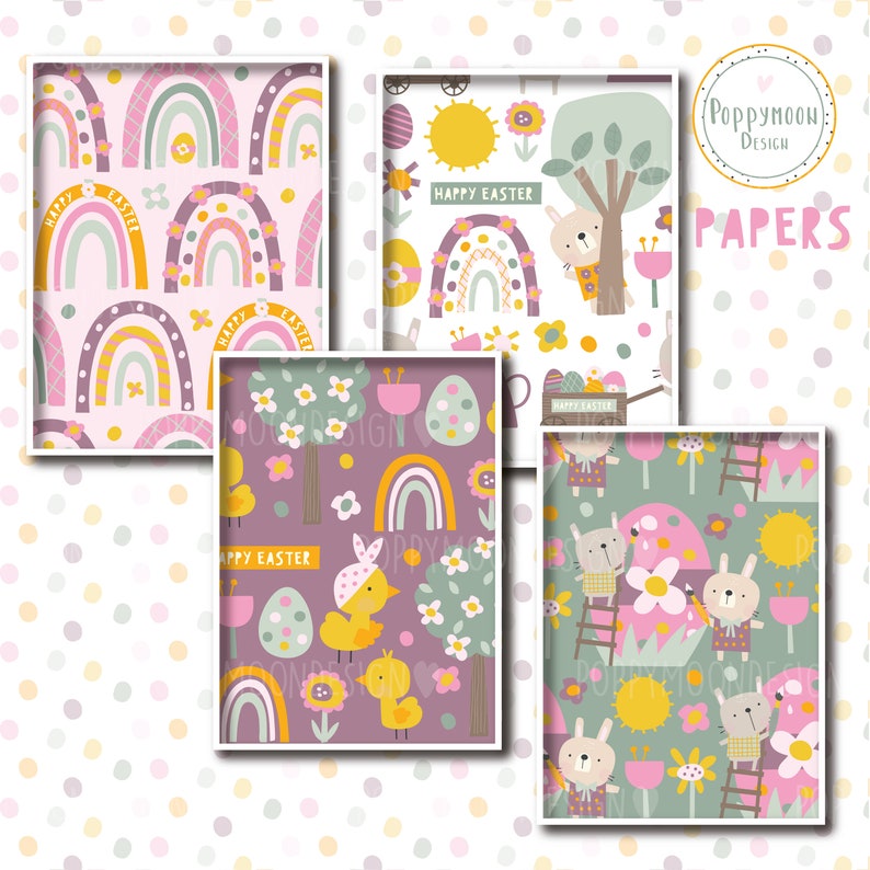 Easter Fun Spring Patterns Printable Digital Paper Pack - Etsy