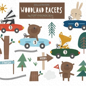 Wald Racers, Waldtiere, digital druckbare Cliparts