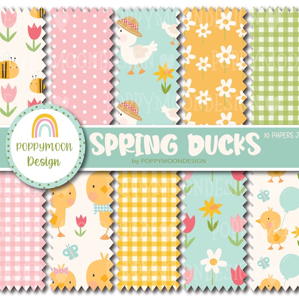 Spring Ducks, easter, digital paper pack