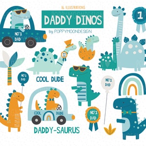 Daddy Dinos, Dinosaurier, digital druckbare Clipart