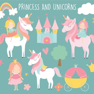 Prinzessin und Einhörrchen, digitales Clip Art Set