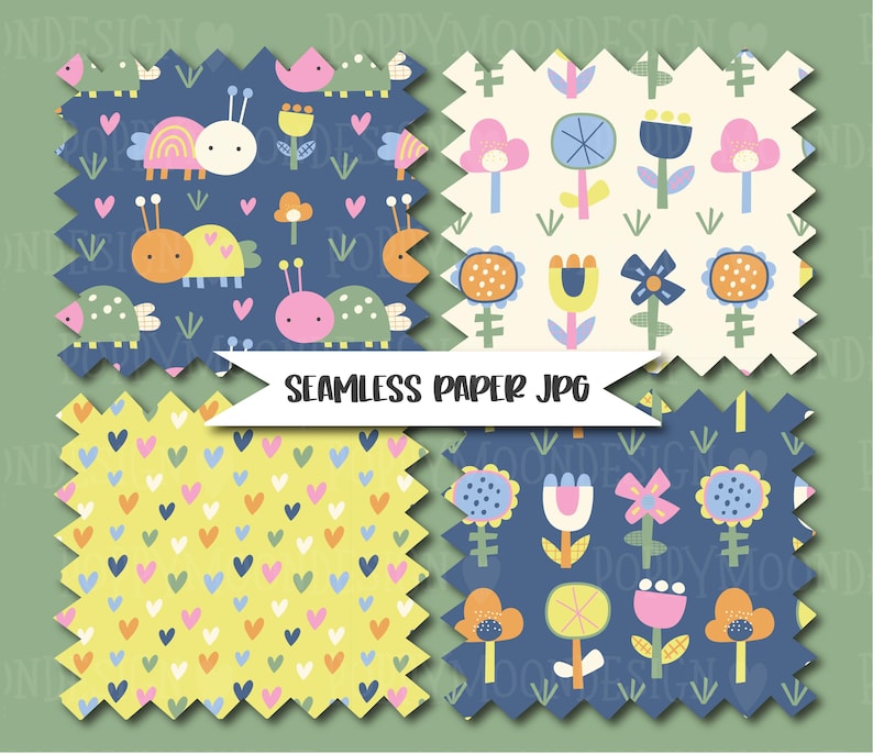 Seamless Floral Digital Paper Pack, 12x12 Matching Garden Patterns ...