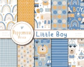 Little Boy , baby boy pattern, printable digital paper pack