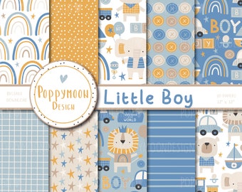 Little Boy , baby boy pattern, printable digital paper pack