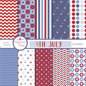 4th july pattern paper , digital paper pack, instant download