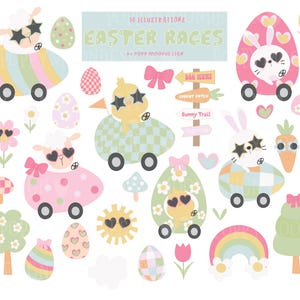 Osterrennen, Ostereiersuche Digitale Clipart-Sammlung