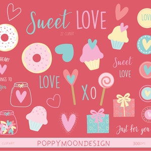 Dulce amor, San Valentín, uso comercial y personal, conjunto de imágenes prediseñadas digitales