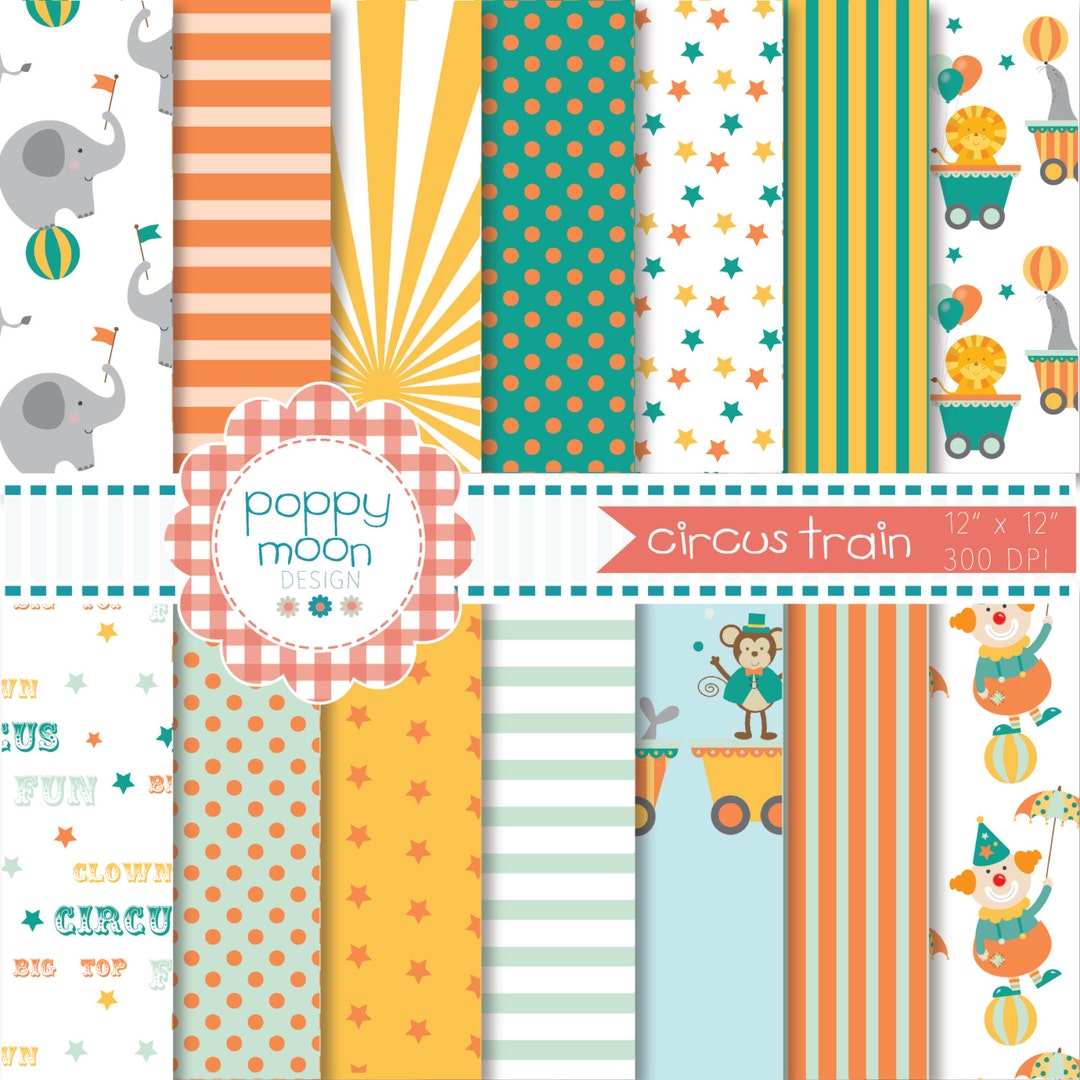 Circus Train,printable Digital Paper Pack - Etsy