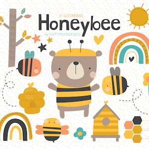 Honingbij, tuin, digitale afdrukbare clipart
