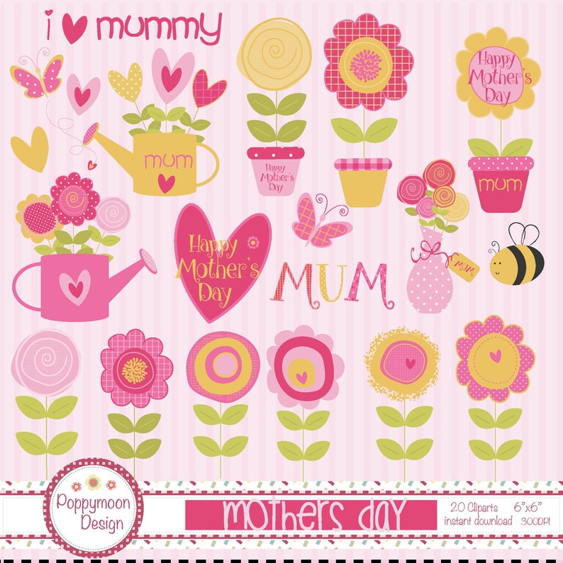 Mothers day sweet pinks digital printable clipart special mum