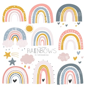 Arco iris, pastel, clip art digital