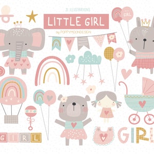 Bambina, bambino, clipart stampabile digitale