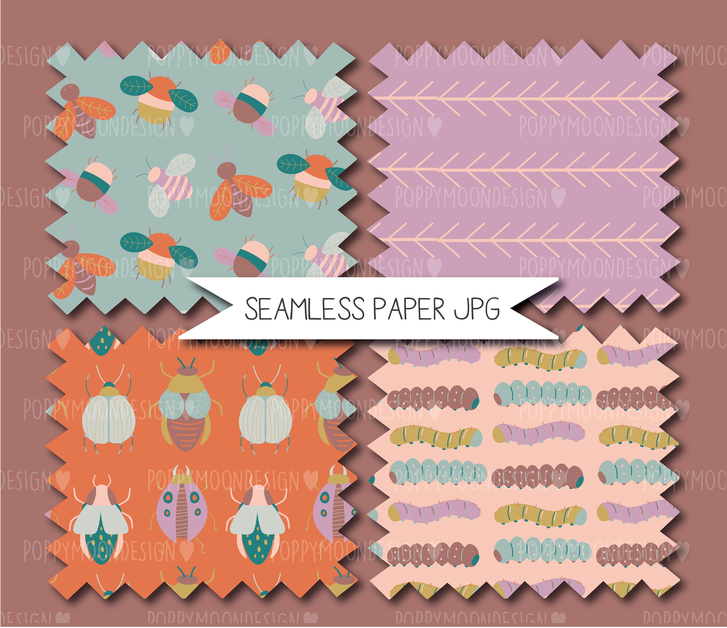 Pattern Insects Sheets Bugs, Insect Patterns, Printable Seamless Digital Paper Pack - Etsy