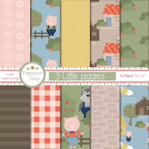 3 kleine Piggies, druckbare digitale Papierpackung