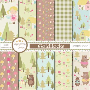 Goldilocks & 3 beren, afdrukbare digitale papier Pack