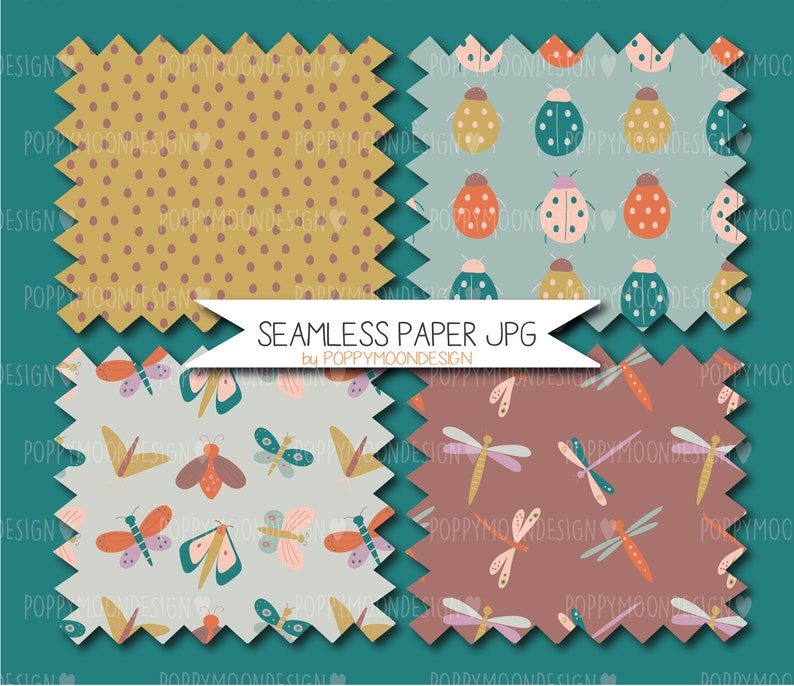 Bugs, Insect Patterns, Printable Seamless Digital Paper Pack - Etsy Canada