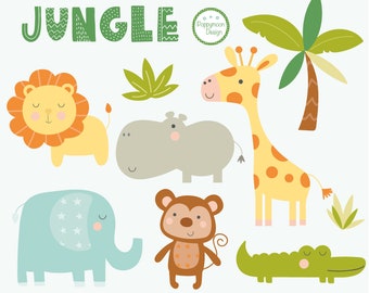 Può includere: Un set di illustrazioni di animali della giungla colorati, tra cui un leone, un ippopotamo, una giraffa, un elefante, una scimmia e un alligatore. Le illustrazioni sono in stile cartone animato e sono perfette per l'uso in libri per bambini, artigianato o altri progetti creativi.