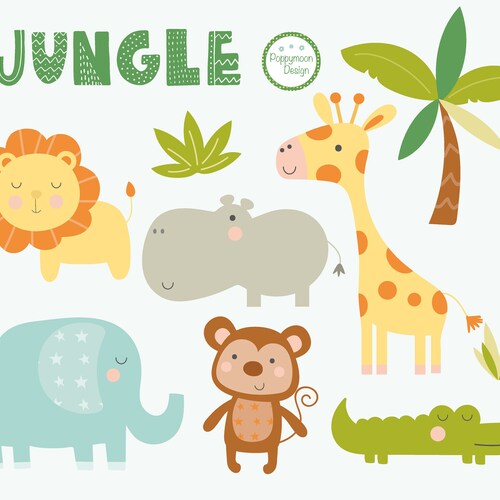 Jungle Animals Printable Digital Clipart Set - Etsy