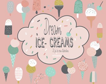 Dream ICE- CREAMS, digital clip art set