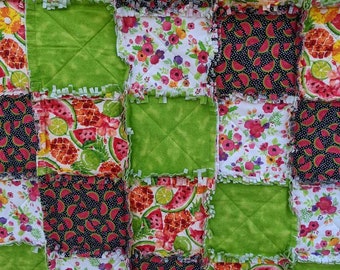 Rag Quilts for Sale 46 x 46 Handmade Approx Ready to Ship Green Garden Decor Rag Lap Quilt Rag Quilt Flannel Raq Quilt