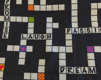 Destash Flannel Scrabble, Black and White fabric , 2  yards 100% Cotton Flannel, Ready to Ship