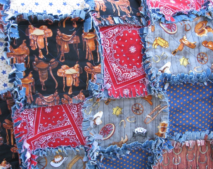 Rag Quilts for Sale Western Rag Quilt Denim Rag Quilt Lap Etsy