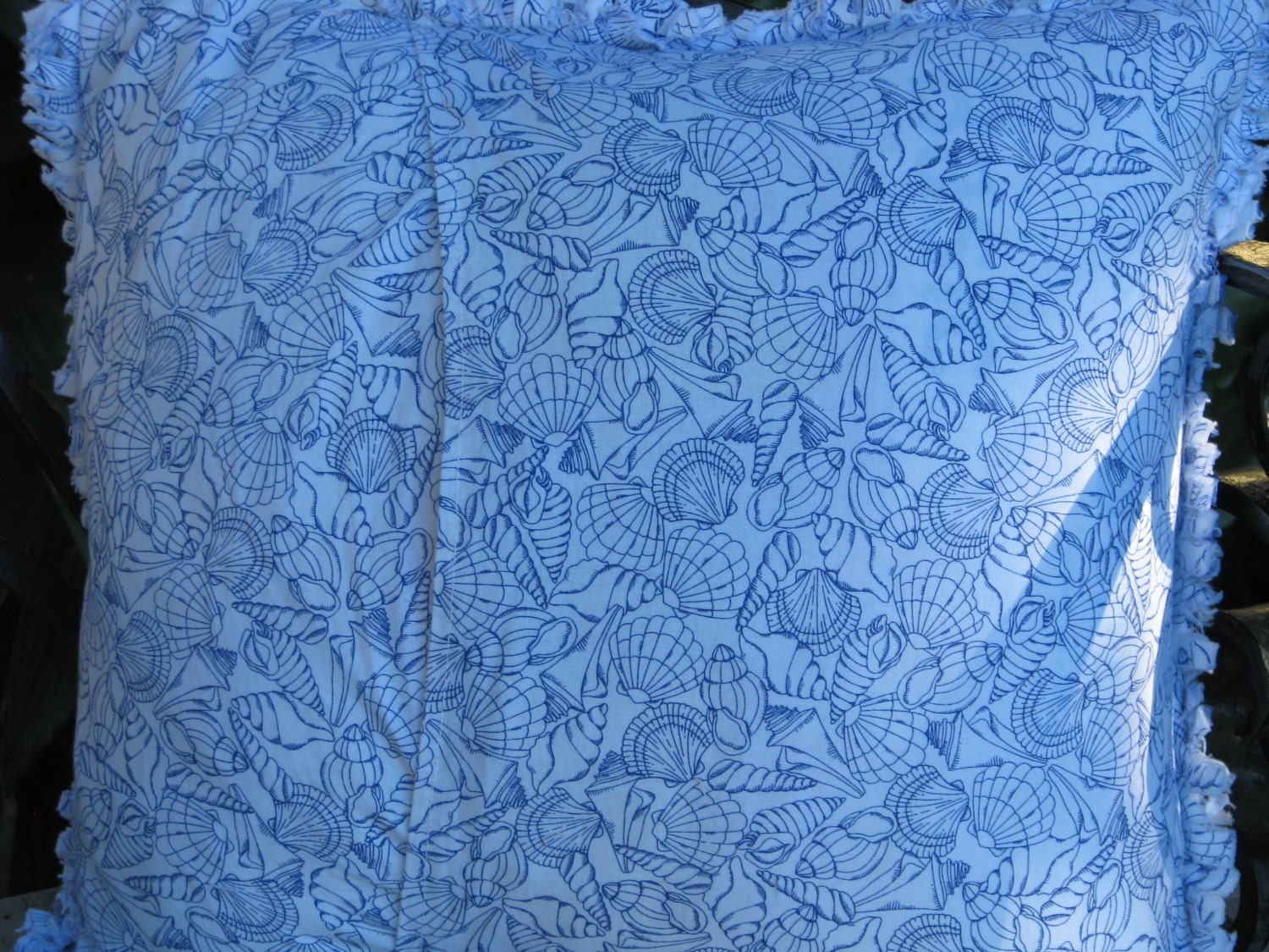 Rag Pillow Decorative Pillow Seashells Blue and White - Etsy