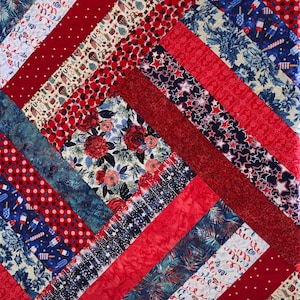 Patriotic Quilt for Sale, Handmade Red White and Blue Spin Me Around Quilt,  Approx. 52&quot; X 52&quot; Ready to Ship, Free Shipping