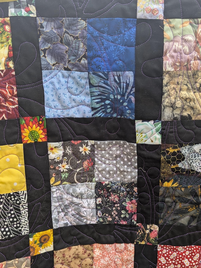 Handmade Scrappy Quilt: Colorful Patchwork Throw Blanket (60x52 In.) - Etsy