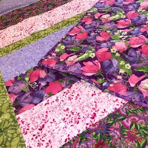 Handmade Lap Quilt: Floral 100% Cotton Throw Pink Purple(48" X 62")