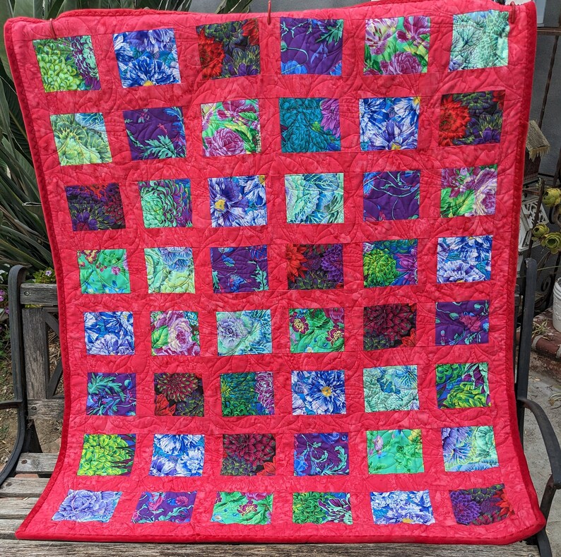 Quilts for Sale, Handmade Kaffe Fassett Quilt, Approx. 44 X 52 Ready to