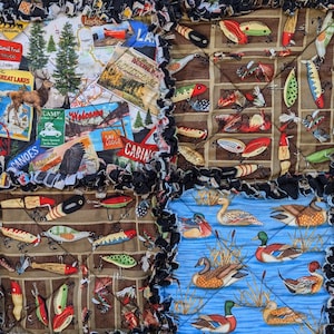 Rag Quilt, Rag Quilt for Sale, Time Off, Lap Quilt, Handmade, Gift for Him, Approx 58&quot; X 50&quot;,  Ready to Ship
