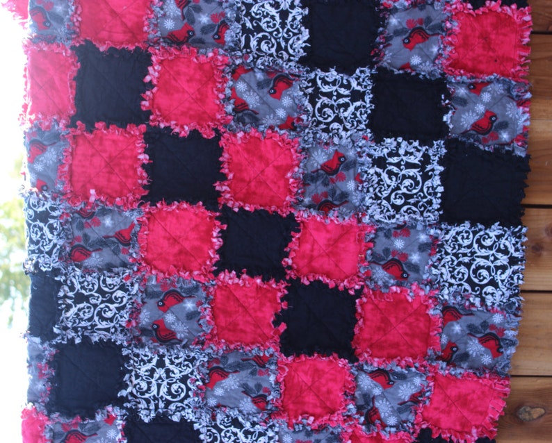 Rag Quilts for Sale Cardinal Rag Lap Quilt Handmade Rag Etsy
