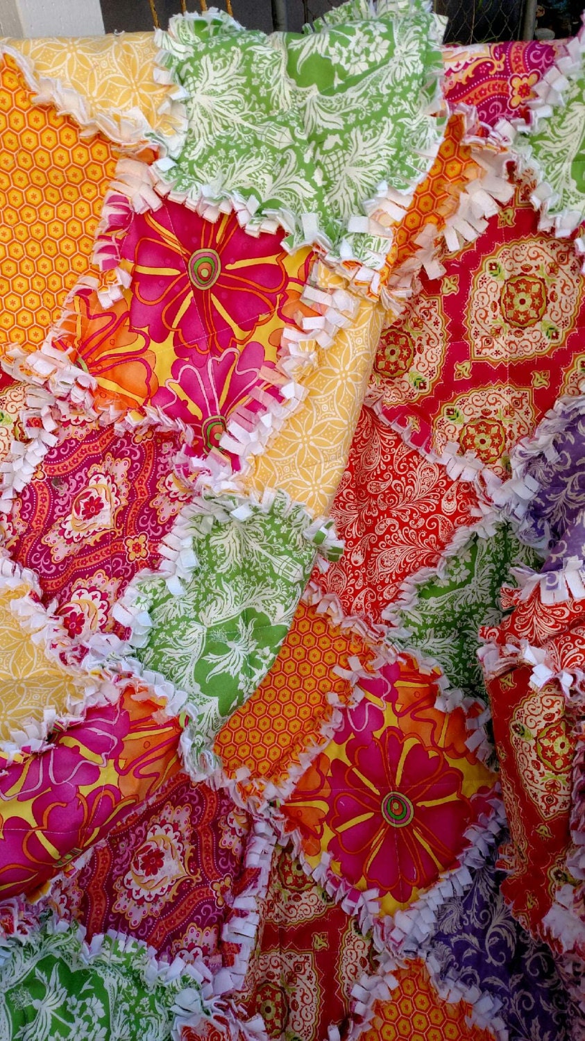 Rag Quilt Rag Quilts for Sale Modern Bohemian Chic Rag Lap Etsy