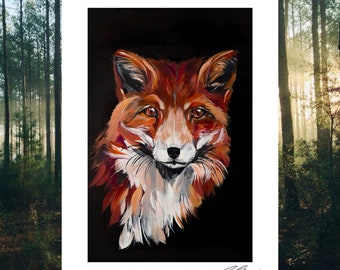 Roter Fuchs Giclée-Kunstdruck – Fuchs-Gemälde – Geschenk für Natur- und Tierliebhaber – moderne Kunst – ausdrucksstarke Tierkunst