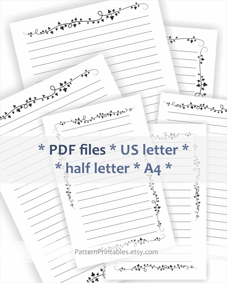Protected letter composing paper. Printable pdf. Black and white leaves ornament structure. Printable stationery. Obtain PDF documents. graphic about Letter Writing Paper Printable identified as Covered letter crafting paper. Printable pdf. Black and white leaves ornament structure. Printable stationery. Down load PDF documents.