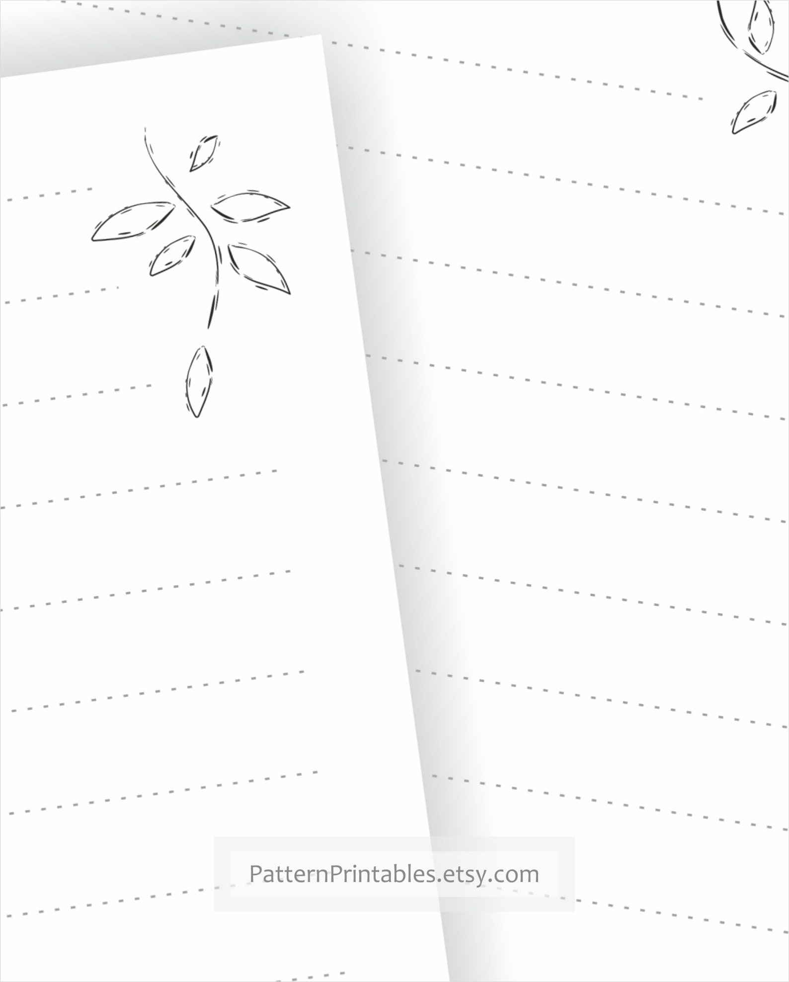 Printable lined writing paper. Black and white design with | Etsy